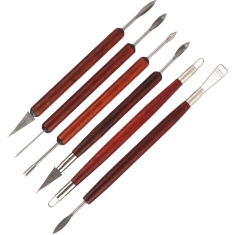 Kit de 6 Outils de Poterie en Bois pour Sculpture et Modelage de l'Argile Céramique