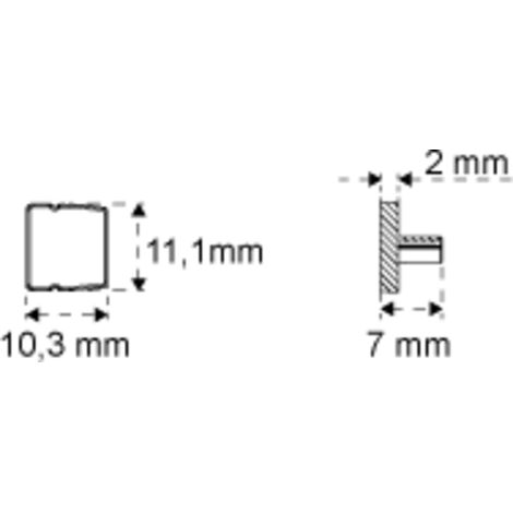 Kit de 6 pièces pour pose en applique - Désignation : KIT 6 BUTEES ARRET LITE TRACK MONTAGE EN APPLIQUE - Largeur : 11,1 mm - Longueur : 10,3 mm - Profondeur : 7 mm - L&S
