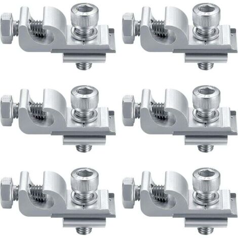 Kit de 6 pinces de mise à la terre standard pour panneaux solaires, kit d'installation pour système solaire, pince de support de montage, borne de mise à la terre pour panneaux solaires