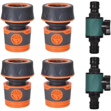 Kit de 6 Raccords Tuyau d'Arrosage 19 mm (3/4") – Adaptateurs Rapides 2 en 1 pour Robinet & Tuyau, Connecteurs Doubles Haute Pression, Antifuite, Compatibles Jardin, Irrigation, Lavage Voiture -