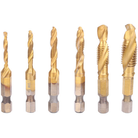 Kit de 6 Tarauds HSS 6542 M3 M4 M5 M6 M8 M10 pour Taraudage à Queue Courte