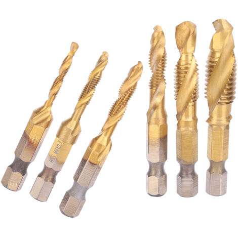 Kit de 6 Tarauds HSS 6542 M3 M4 M5 M6 M8 M10 pour Taraudage à Queue Courte