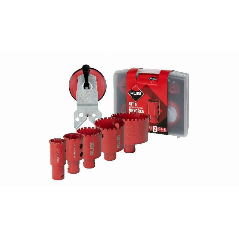 Rubi - Kit de 6 trépans Drygres Premium 6/8/20/35/50/68 mm M14 Lg. durée sur meuleuse - 51929