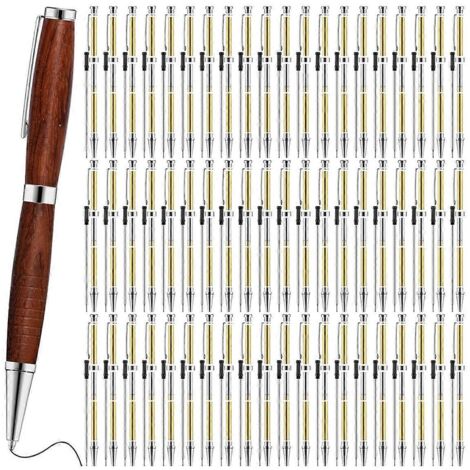 Kit de 60 stylos à mécanisme rétractable pour tournage sur bois, stylos fins de 7 mm, argent.