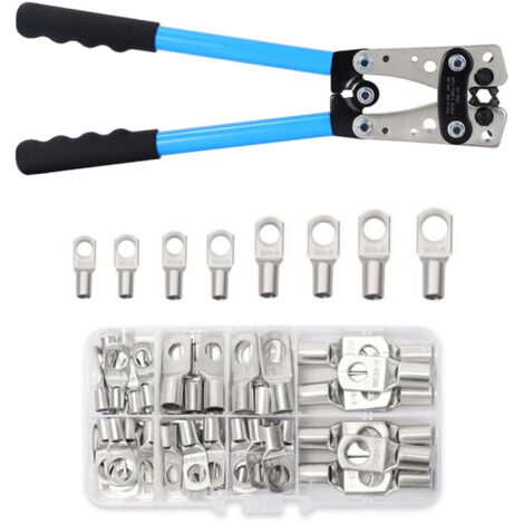 Kit de 60 terminales de crimpado de cobre para cables desnudos y baterías de automóviles (HX-50B).
