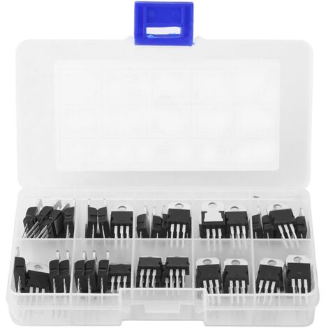 Kit de 60 transistors L7805CV, LM317T et autres modèles avec boîte de rangement