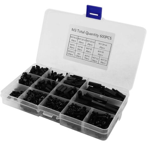 Kit de 600 entretoises en nylon - Entretoise hexagonale M3 mâle/femelle en nylon