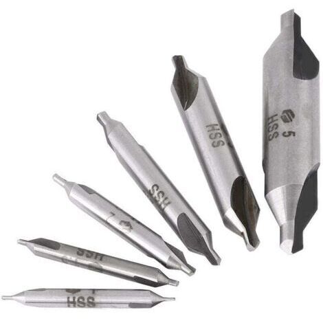 Kit de 6pcs Forets à Centrer HSS 60° Ø 1/1.5/2/2.5/3/5mm pour Métal