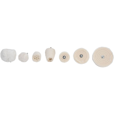 Kit de 7 disques de polissage en coton pour perceuse, idéal pour métal, verre et bois, mandrin 1/4"