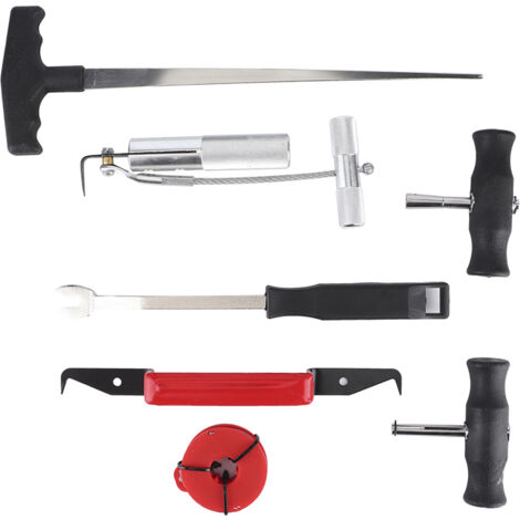 Kit de 7 pièces pour démontage de pare-brise et vitres automobiles - Outils de coupe et retrait de verre