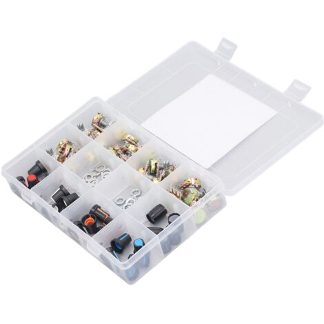 Kit de 75 pièces de potentiomètres rotatifs linéaires B5K B10K B20K B50K B100K avec boutons, écrous et rondelles pour projets électroniques