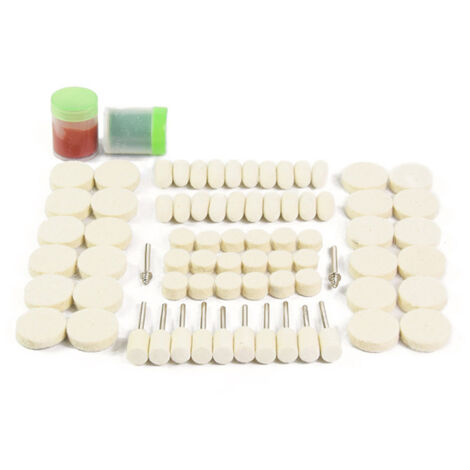 Kit de 76 almohadillas de pulido de fieltro y lana, que incluye un cabezal de lijado, una punta y un mandril, así como otros accesorios y herramientas compatibles con Dremel.