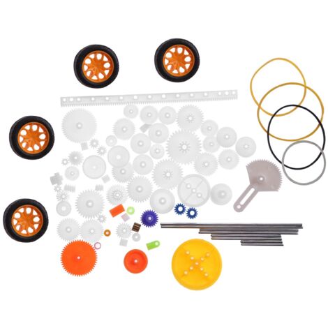 Kit de 78 pièces pour projets DIY : engrenages, poulies, courroies et crémaillères en plastique
