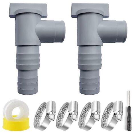 Kit de 8 accessoires d'entretien pour piscine : raccord de tuyau de 32 mm, adaptateur de tuyau, collier de serrage, vanne d'arrêt.