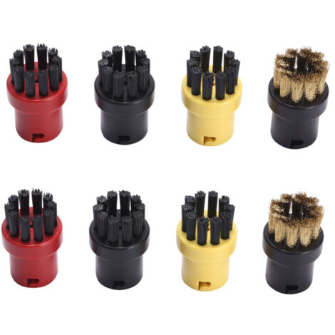 Kit de 8 cepillos redondos para limpiador a vapor, que incluye puntas de limpieza y accesorios de repuesto para Karcher SC1, SC2, SC3, SC4, SC5, SC7 y CTK10.