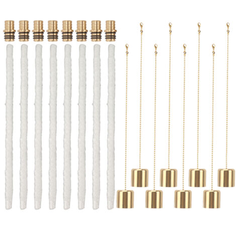Kit de 8 Torches pour Bouteilles de Vin, Mèches Longue Durée et Supports Laiton pour Jardin et Terrasse