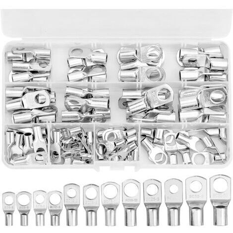 Kit de 80 borniers SC en fil de cuivre étamé - Convient à divers connecteurs (6 mm² à 35 mm²) pour câbles de batterie