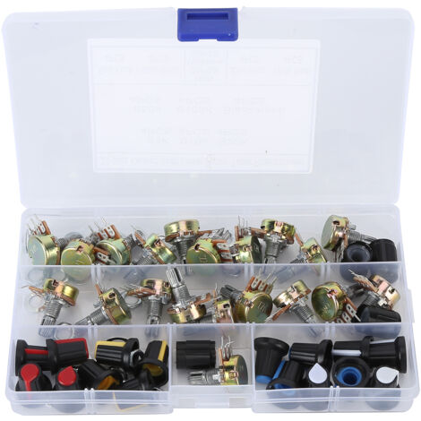 Kit de 80 pièces potentiomètres B5K B10K B20K B50K B100K linéaire avec boutons pour contrôle audio