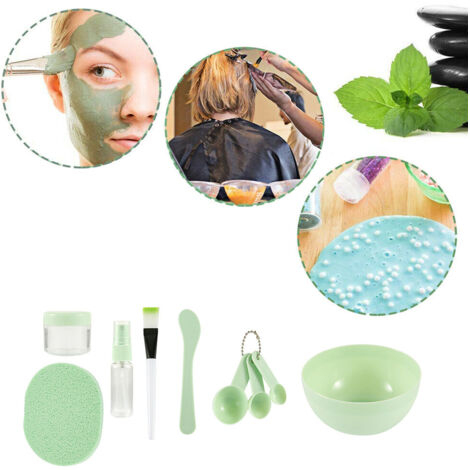 Kit de 9 Accessoires pour Masque Visage DIY : Récipients, Spatules et Pinceaux de Beauté
