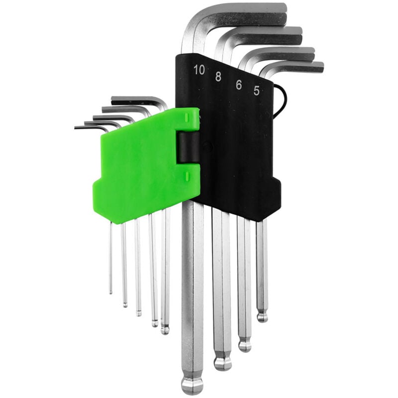 JBM - Lot de 9 clés longues Allen à pointe ronde 53740