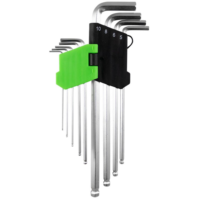 JBM - Jeu de 9 clés Allen avec pointe ronde extra longue 53738