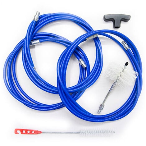 MBM Kit de 9 metros para limpieza de chimenea, tubos de pellet de diámetro 80 mm, profesional, con escobilla flexible