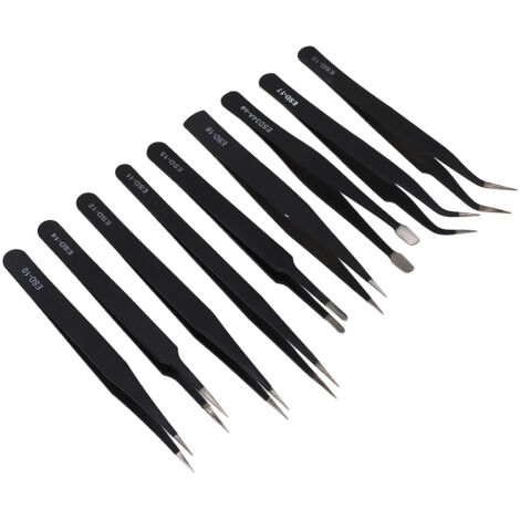 Kit de 9 Pinces de Précision Antistatiques pour Soudure et Réparation Électronique