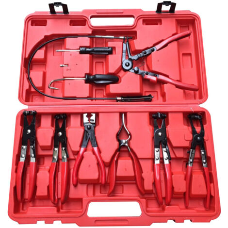 Kit de 9 pinces flexibles pour colliers de serrage, pinces à long bras pour réparations automobiles, outils à main pour le démontage des colliers de serrage.