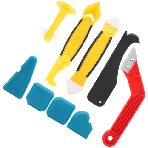 Kit de 9 spatules et grattoirs pour mastic et silicone, outils de lissage multifonction.