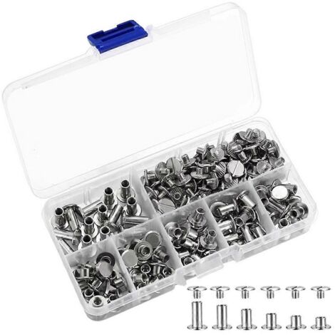 Kit de 90 vis Chicago, pour la réparation et le travail du cuir (argenté)