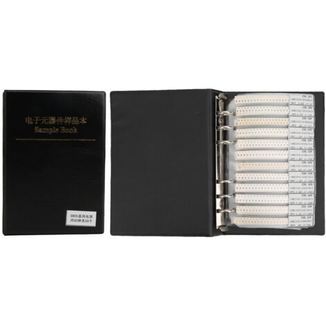 Kit de 92 types de condensateurs 0805, composants électroniques en livre échantillon plastique noir
