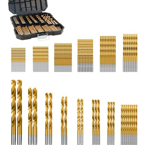 Kit de 99 forets, jeu de forets haute vitesse, avec boîte de rangement, tailles de 1,5 à 10 mm, convient pour l'acier, l'aluminium, le cuivre, l'acier allié doux, le bois et le plastique.