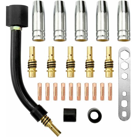 Kit de accesorios de punta conductora 15AK de 24 piezas para sopletes de soldadura con protección de gas