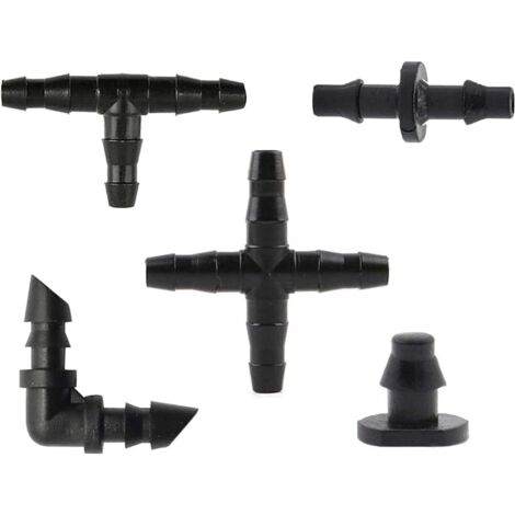 Kit de accesorios de riego, conectores de púas de manguera de 1/4" para macetas, verduras, jardín, césped y mangueras