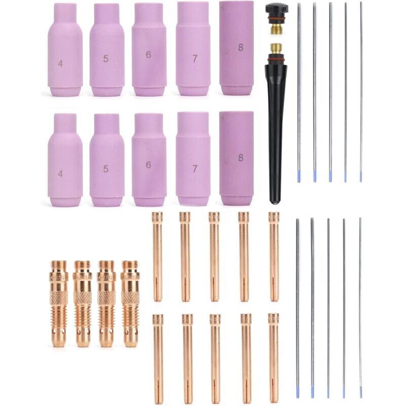 Kit de accesorios para antorcha de soldadura TIG de 36 piezas, kit de consumibles para antorcha de soldadura TIG WP-17/18/26