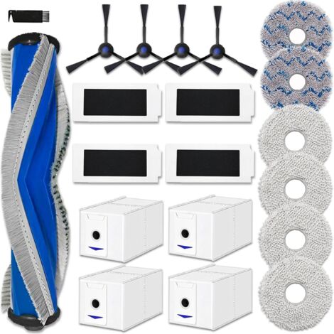 Kit de accesorios para Ecovacs Deebot T30 Pro Omni / T30 Omni: 1 cepillo giratorio, 6 almohadillas de limpieza, 4 filtros, 4 cepillos laterales, 4 bolsas de repuesto.
