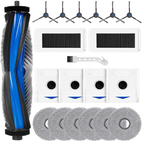 Kit de accesorios para la aspiradora robot Ecovacs Deebot N30 PRO OMNI / N30 PRO / N30 OMNI: 1 cepillo giratorio, 2 filtros, 6 paños de limpieza, 4 bolsas para el polvo, 6 cepillos laterales de repues