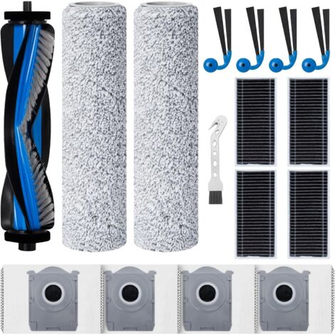 Kit de accesorios para la aspiradora robot Ecovacs Deebot X9 Pro Omni/X11 Pro Omni: 1 cepillo giratorio, 2 rodillos para pelusa, 4 filtros, 4 bolsas para el polvo, 4 cepillos laterales de repuesto par