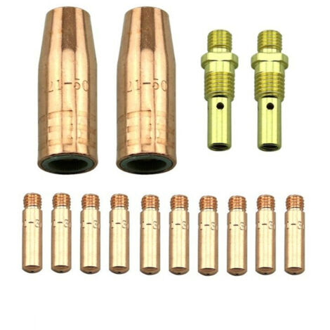 Kit de accesorios para máquina de soldadura MIG (14 piezas): puntas de contacto de 0,035'', boquillas de gas, difusores, compatible con Lincoln 100L y Tweco Mini/1