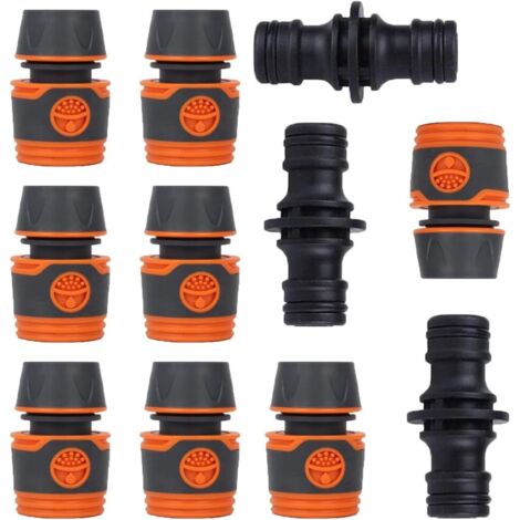 Kit de acoplamiento de manguera, 8 conectores de manguera y 3 acoplamientos para extensión de manguera, material ABS para jardín, 1/2 pulgadas