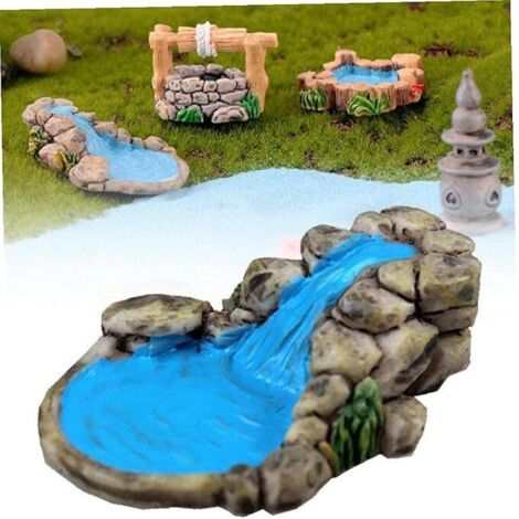 Kit de adornos de estanque en miniatura para jardín de hadas, micropaisaje, decoración de arroyo de montaña, césped de hadas, accesorios de manualidad casera, 4 Uds.