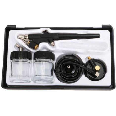 Kit de aerógrafo con estuche de plástico, manguera y adaptador, bomba de aire para pistola de pintura.
