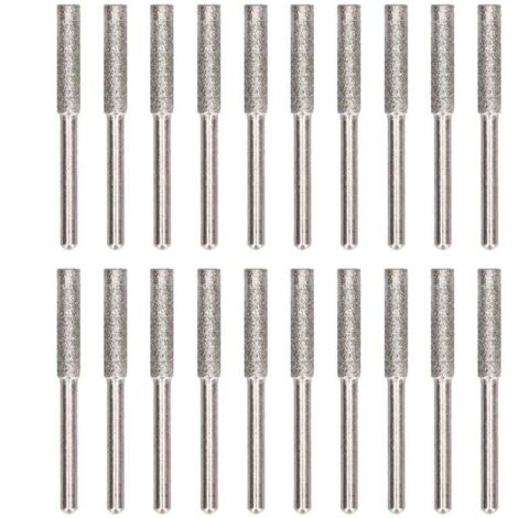 Kit de afilado de motosierra, 20 piezas de cuchillas, cabezal de afilado y lima rotatoria (4 mm, plateado)