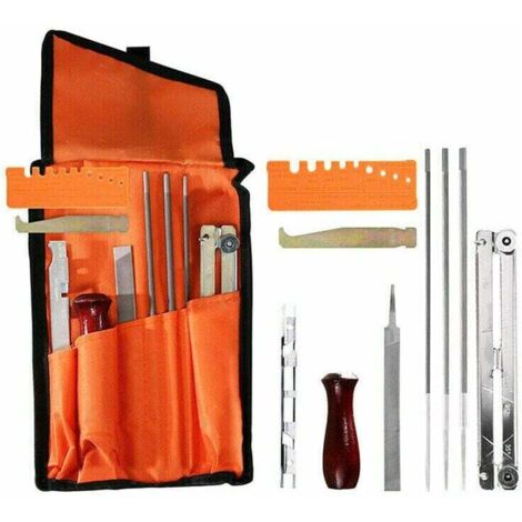 Kit de afilado universal portátil para motosierras, limas de 4 mm (5/32"), 4,8 mm (3/16") y 5,5 mm (7/32"),