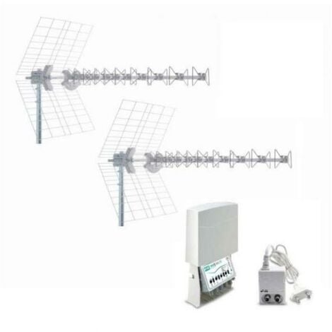 Antena interior / exterior DVB-T, UHF amplificada, extra plana, discreta,  filtro LTE- 4G, ganancia 36dB, para mástil o balcón