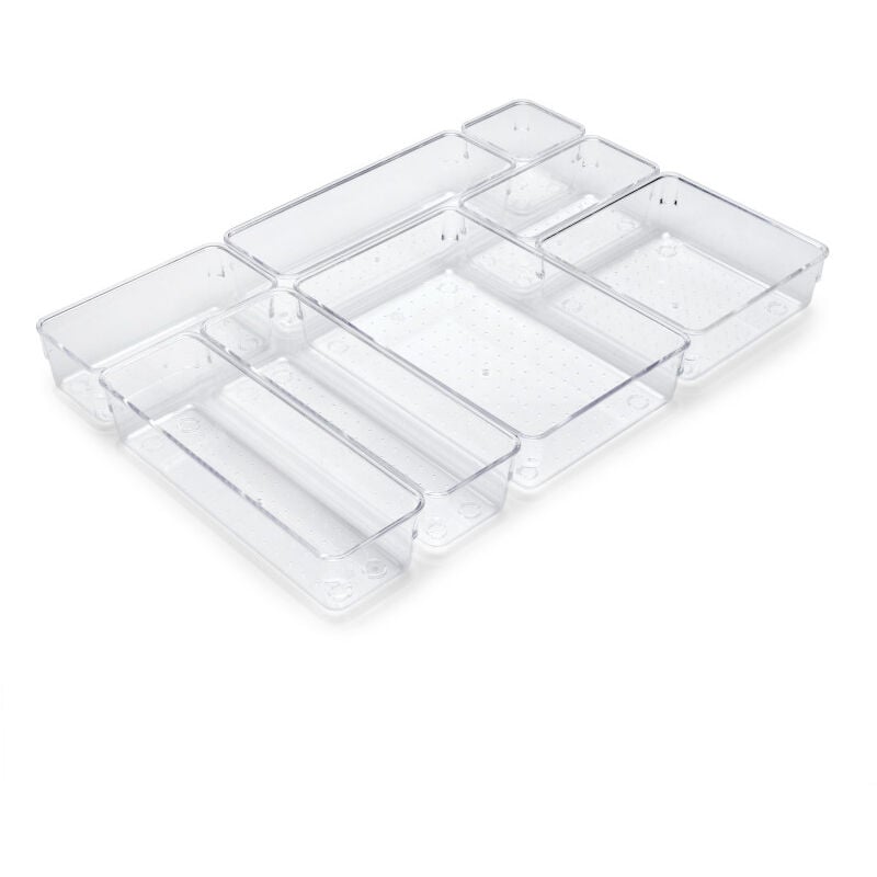 Emuca - 8145420 Kit de 8 seaux organisateurs Cube pour tiroirs, Plastique, Transparent