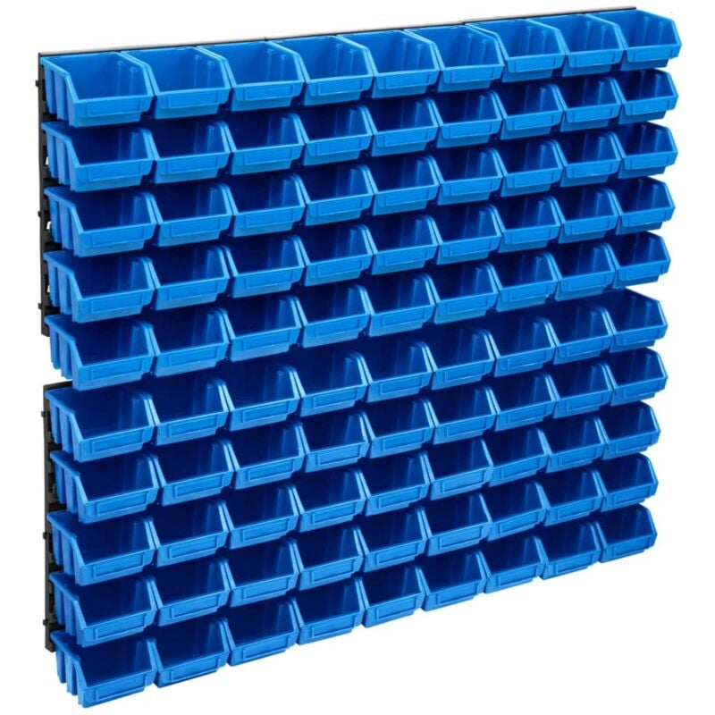 Kit de bacs de stockage et panneaux muraux 96 pcs Bleu et noir - Vidaxl