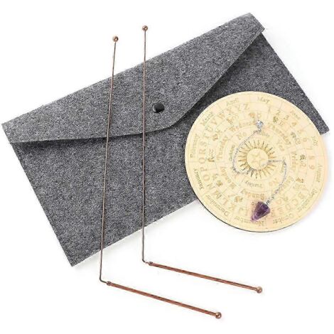 Kit de baguettes de sourcier en cuivre, pendule et tapis de divination pour la recherche d'eau et la guérison énergétique (voir illustration).