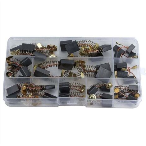 Kit de Balais Charbon Moteur Électrique 40 Pièces 10 Tailles Réparation Outils Électriques