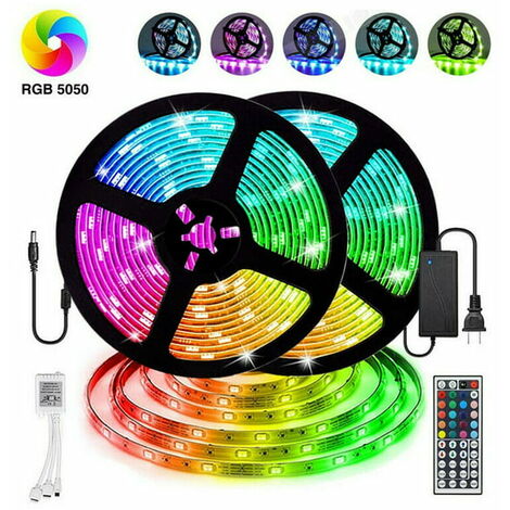 Kit de bandes lumineuses à LED Bande lumineuse RVB avec télécommande 5050SMD pour chambre, chambre, maison, armoire de cuisine, décoration
